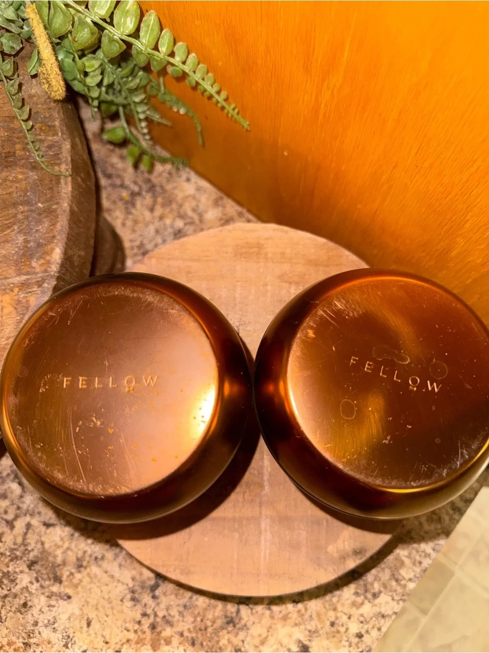 Fellow Joey Double Wall Ceramic Mugs Pair - Matte Black Copper Bottom
